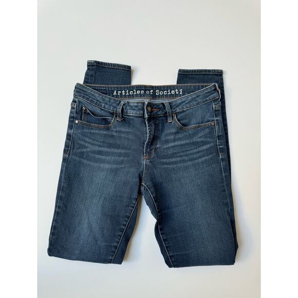 Articles of Society Full Ankle Length Mya Dark Washed Blue Denim Skinny Jeans - Picture 4 of 10